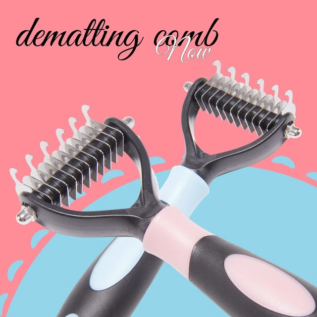 2side Dog Brush for Shedding Dematting Pet Grooming Cat Hair Undercoat Rake
