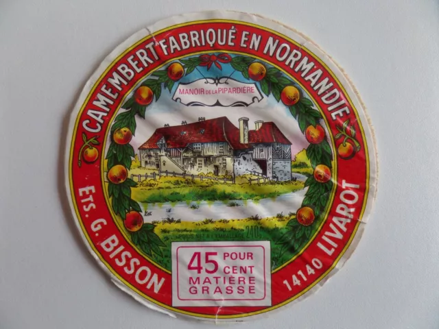 ANCIENNE ETIQUETTE DE FROMAGE CAMEMBERT DE NORMANDIE : Manoir de la Pipardière
