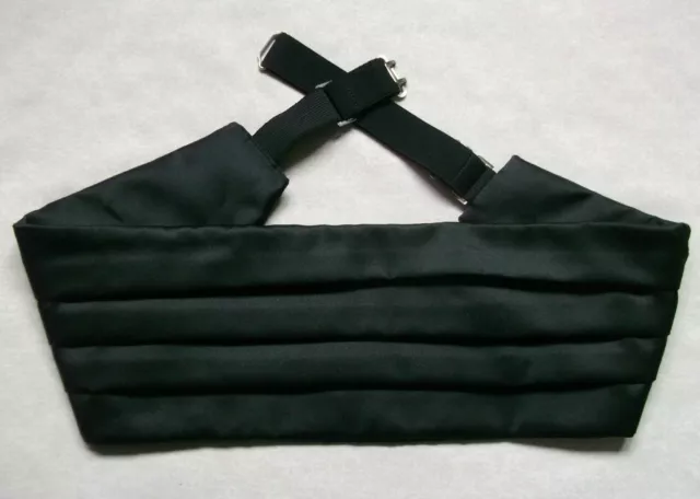 Cummerbund MENS Broad Sash Adjustable PLEATED Solid Black CLASSIC STYLE