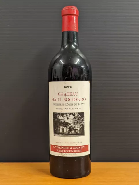 CHATEAU HAUT SOCIONDO - 1966 - PREMIERES CÔTES DE BLAYE - 58 ans - VERLINDEN