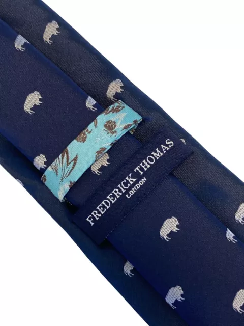 Frederick Thomas Designer Cravate Bleu Marine Avec Buffalo Biscornu Cadeau 3