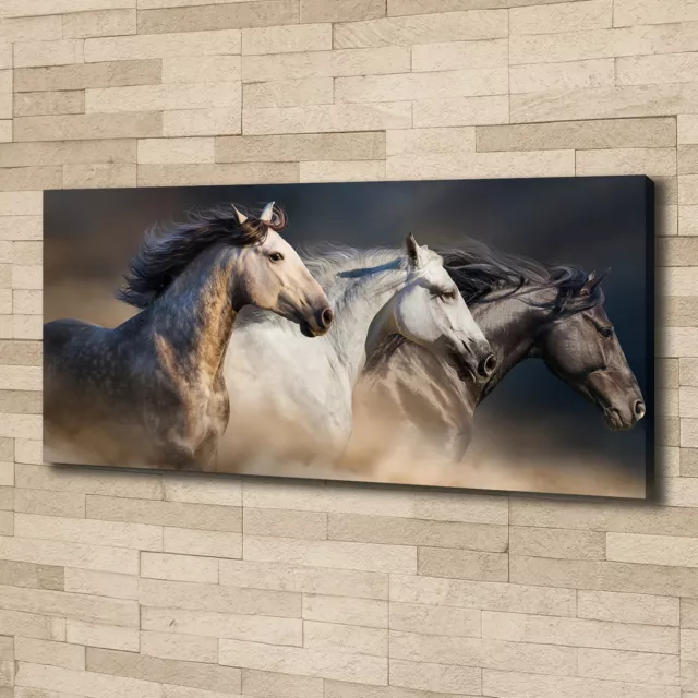 Cuadros Modernos Sobre Lienzo Para el Salón 125x50 Caballos en un galope