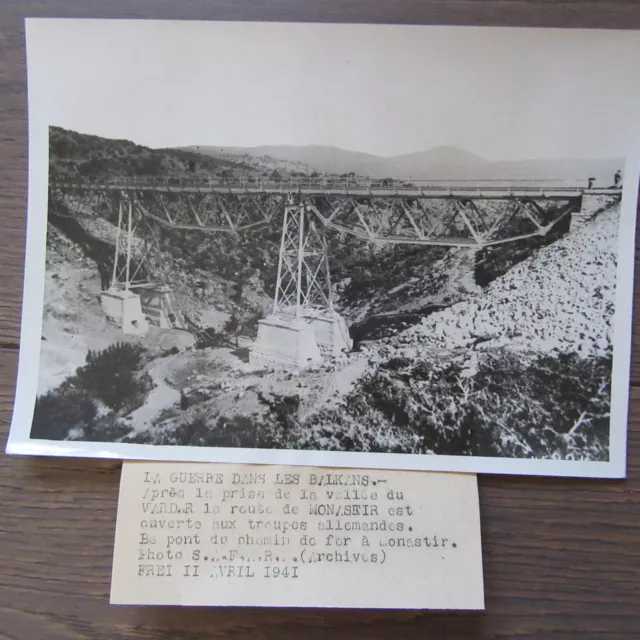 Photographie De Presse 1941 Guerre Dans Les Balkans Monastir Pont Chemin De Fer