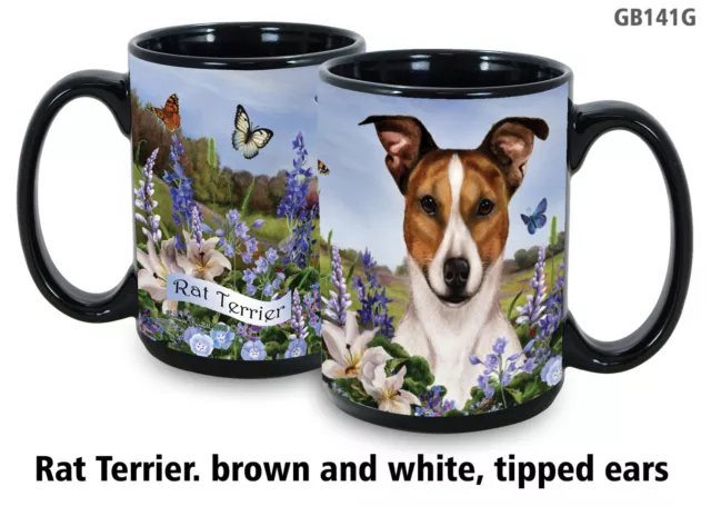 Garden Party Mug - Tipped Brown and White Rat Terrier