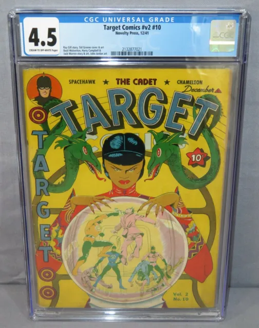 TARGET COMICS v2 #10 (Awesome Golden Age Cover) CGC 4.5 VG+ Novelty Press 1941