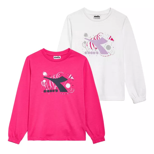 Diadora Jg T-Shirt Ls Gloss Maglia Bambina Cotone Maniche Lunghe Run 102.179883