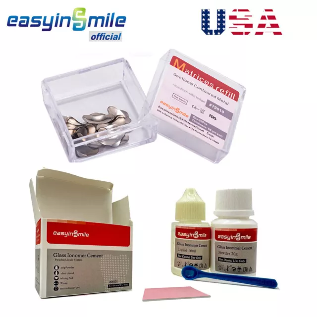 Dental Matrix Band Sectional Contoured Matrices Refill Glass Ionomer Cement Kit