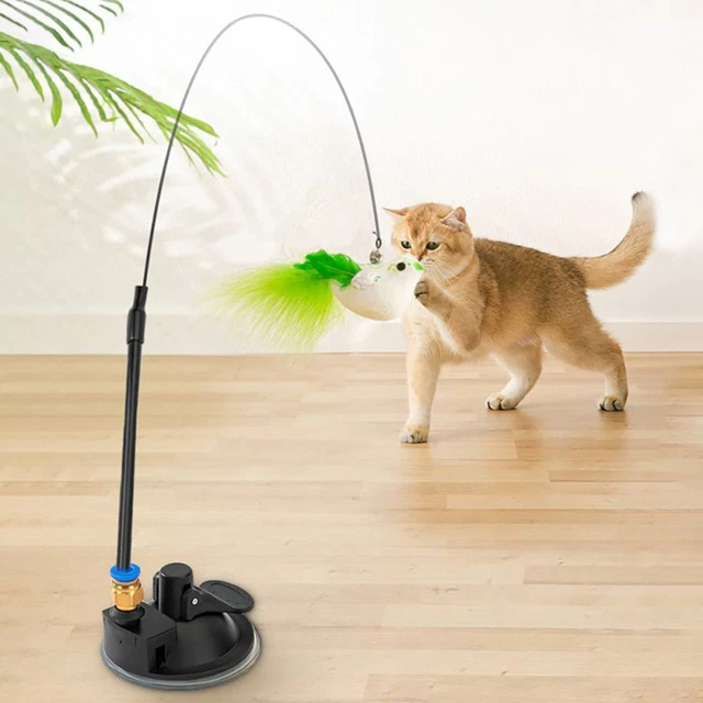 Cat Play Toys Simulation Birds Teaser Wand Interactive Stick with Suction Cup
