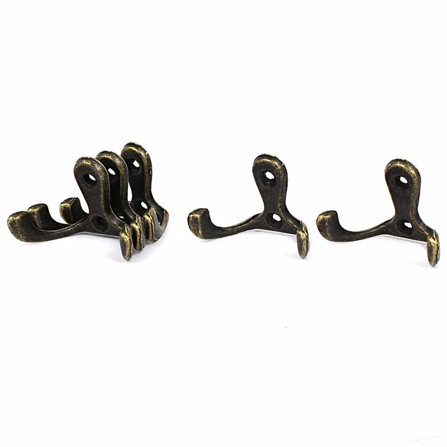 Wall Mounted Clothes Coat Hat Metal Antique Bronze Double Hooks Hanger 5pcs