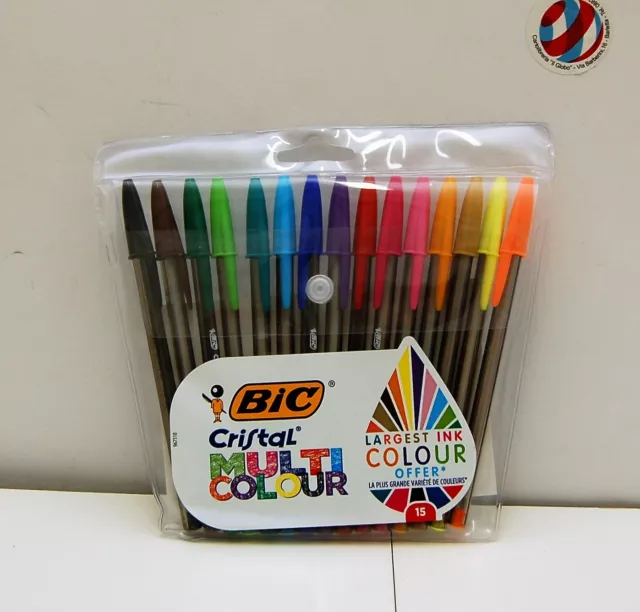 BIC PENNA CRISTAL Multicolor Confezione Da 15 Penne Colorate EUR 9