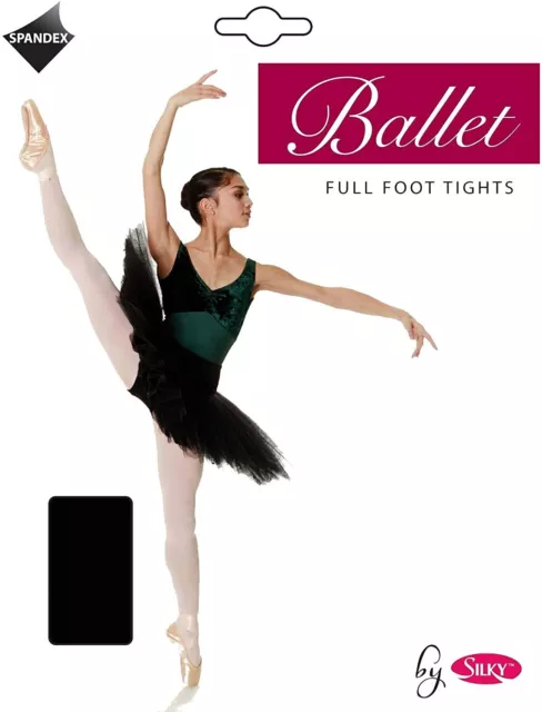 Collant neri di marca SILKY per bambini balletto danza a piedi pieni età 7-9
