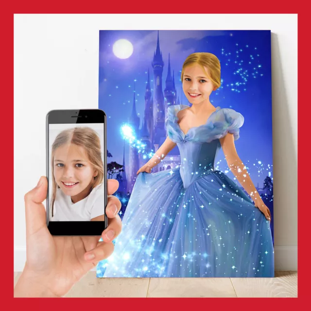 Toile Personnalisée Portrait Poster Fille Enfant Super Héros Princesse Disney