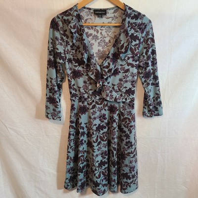 Fortune+Ivy Floral Ruffled Vneck Dress Size Small