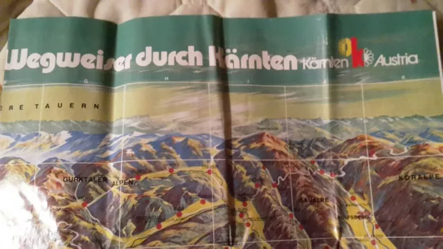sehr alte Broschüre Karte "Wegweiser durch Kärnten" Austria