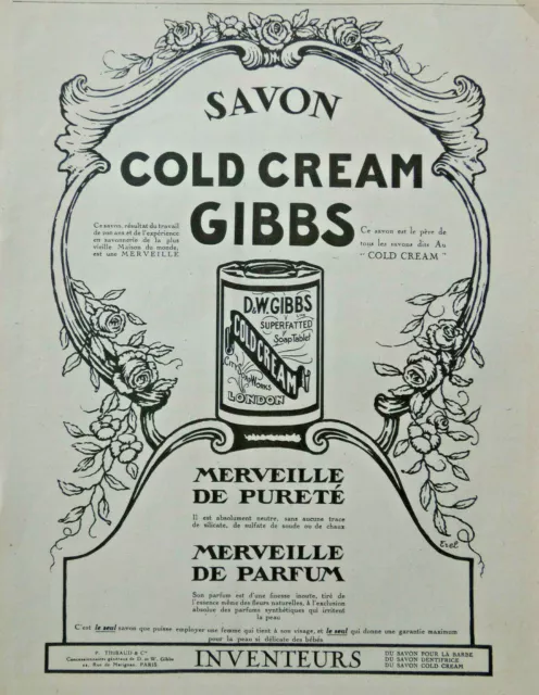 1920 Cold Cream Gibbs Perfume Wonder Soap Press Advertisement