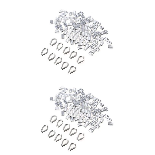2 COUNT ALUMINUM Wire Rope Thimble Steel Clamp Fitting Cable Collar £14 ...