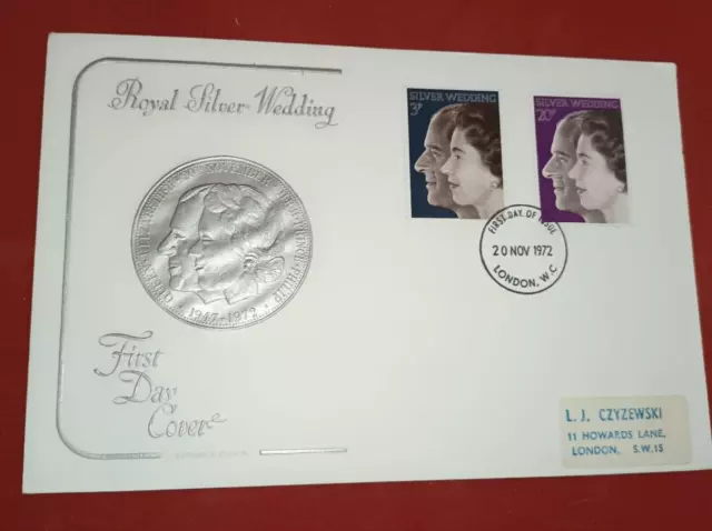 1972 Silver Wedding Clean label address Cotswold First Day Cover London WC FDI