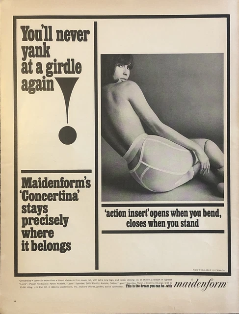 1966 Maidenform Concertina Girdle VTG 1960s 60s PRINT AD Action Insert - No Yank
