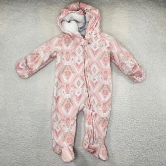 Carters Baby Fleece Winter Outfit 6 Months One Piece Hooded Pink