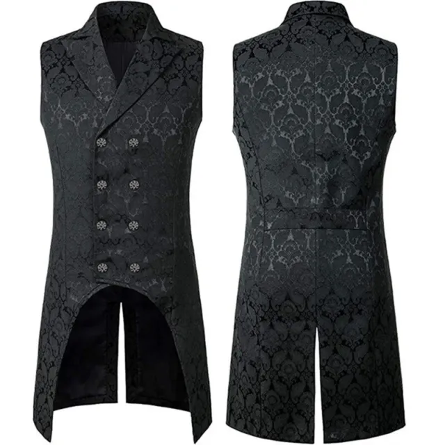 Mens Victorian Suit Vest Steampunk Gothic Medieval Waistcoat Slim Fit Victorian