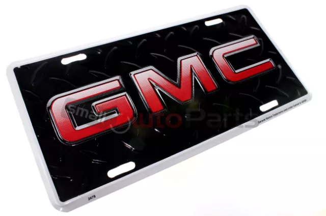 New!!! Gmc Logo License Plate Aluminum Stamped Embossed Metal Black Tag