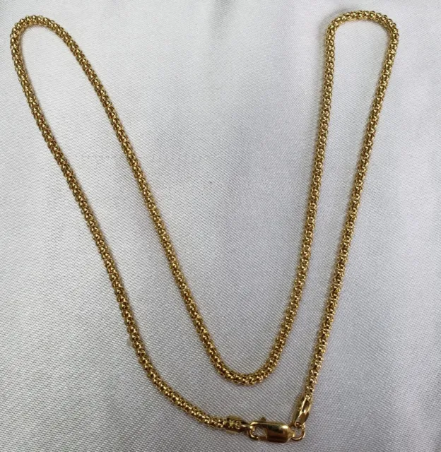 Yellow Gold over 925 Sterling Silver 3mm Italian Popcorn Chain necklace 18"