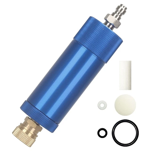 Hand Pump Air Filter, Water-Oil Sparator with 8mm Female and Male Quick (Blue)