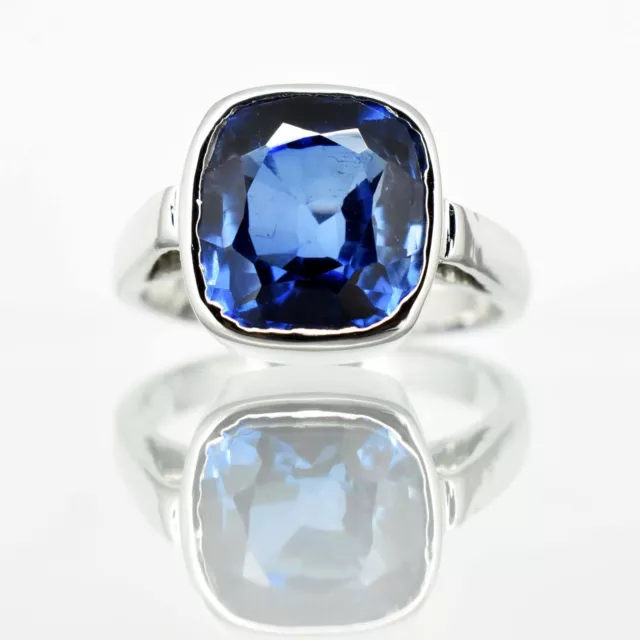 10 Ct Natural Blue Sapphire Cushion Cut Solid 925 Sterling Silver Astrology Ring