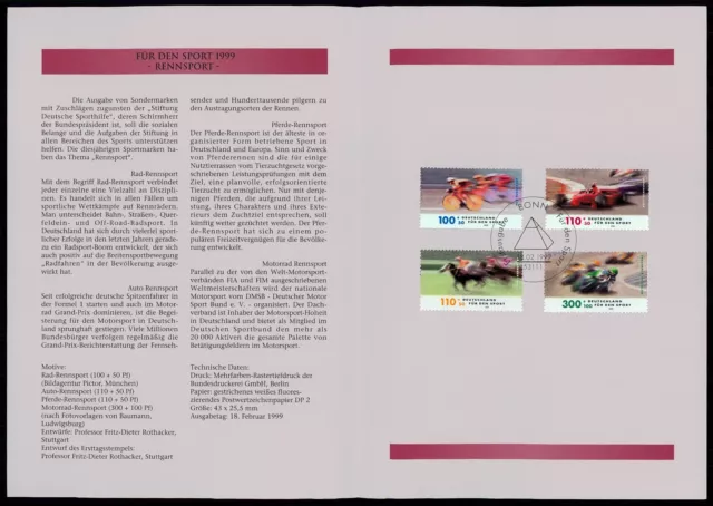 Germany Folder 1999/05 Sports Cycling Formula 1 Moto Gp Horse Riding