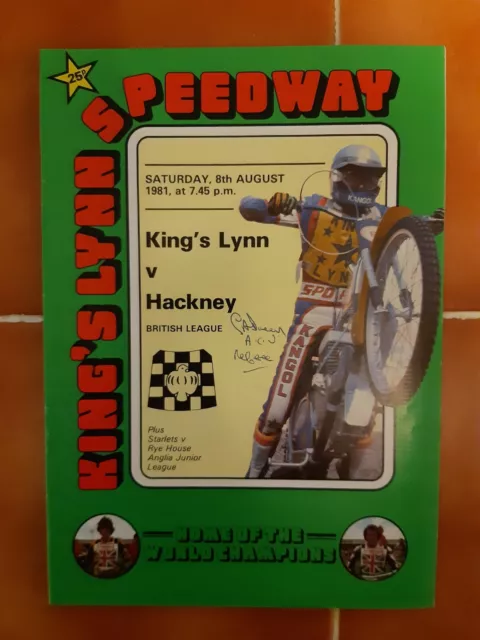 KING'S LYNN vs HACKNEY SPEEDWAY PROGRAMME 08/08/1981 (VERY GOOD CONDITION)