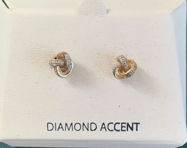 Orecchini Donna 18 KT Gold Over Sterling Silver Diamond Accent Vintage 3