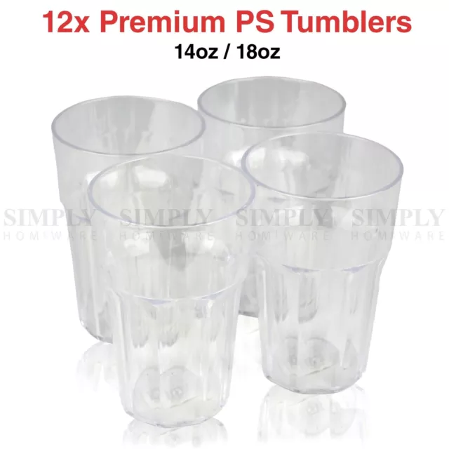 12x Plastic Tumblers Cups Cup Drinking Glasses Tumbler Water Clear Reusable Bulk