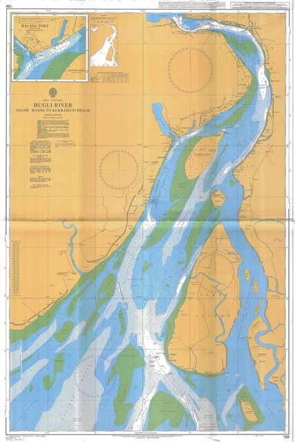 CARTE MURALE DES Routes Sagar Du Fleuve Hugli Sur La Côte Est De L'Inde ...