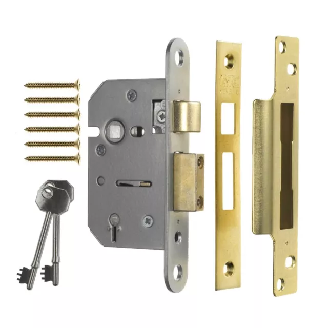 HIGH SECURITY BRASS 2.5" SASHBOLT DOOR LOCK Mortice Reversible Front Back + Keys