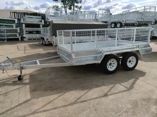 10x5 Tandem Axle Galvanised Box Trailer 2000kg ATM with 600mm mesh cage