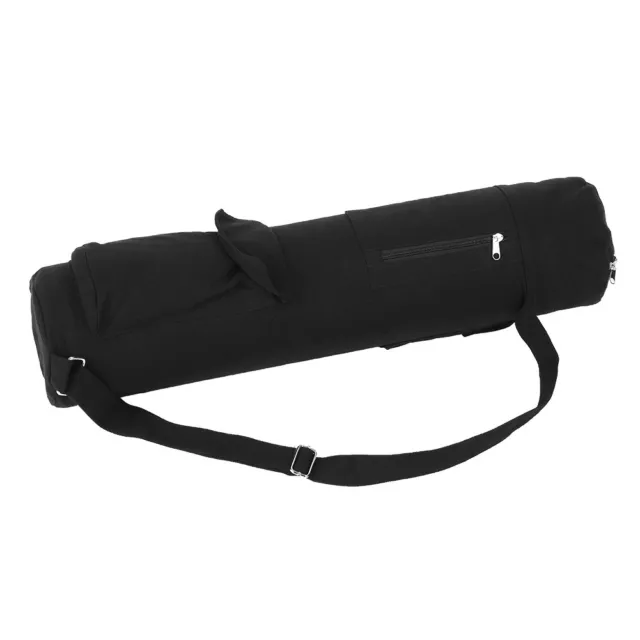 Multifunctional Black Canvas Yoga Mat Storage Bag Carrier Backpack With Adju IDS