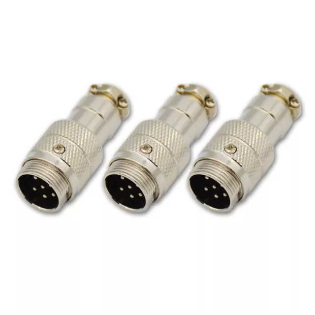 3,Male Cobra CB Radio Microphone Connector - 6 Pin Wire & Cable Connectors