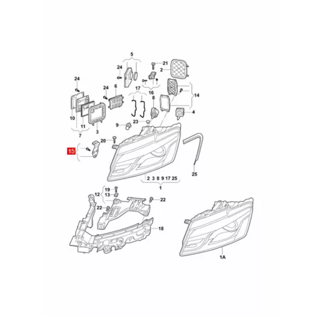 OE Front Right Headlamp Housing Bracket Repair Kit 8R0998122 for Audi Q5 2009-12