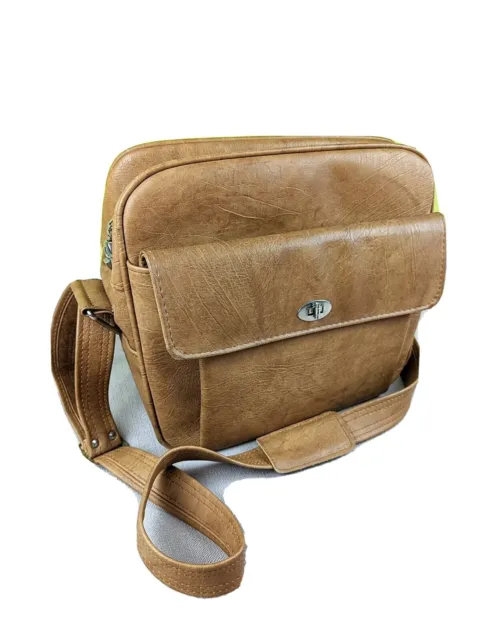 VTG Samsonite Profile Shoulder Strap Carry On Luggage Bag Faux Leather Brown