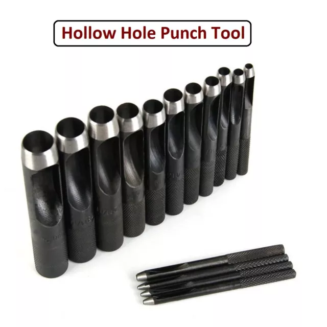 Black Hollow Hole Punch Tool for DIY Leather Crafts Wood Fabric Vinyl Plastic