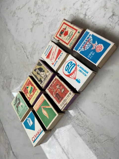 set of 8 matches box VARIOUS vintage old brand match holder printing
