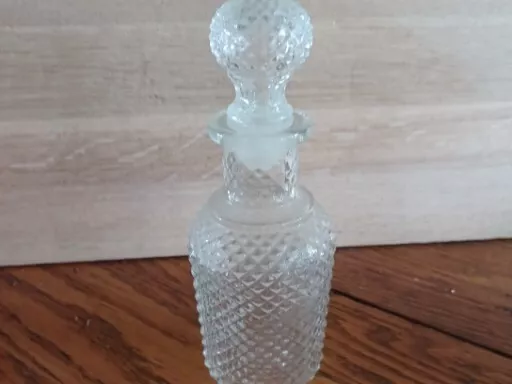 Vintage Avon Clear Glass Diamond Cut Apothecary Decanter Flavor Fresh Bottle #4