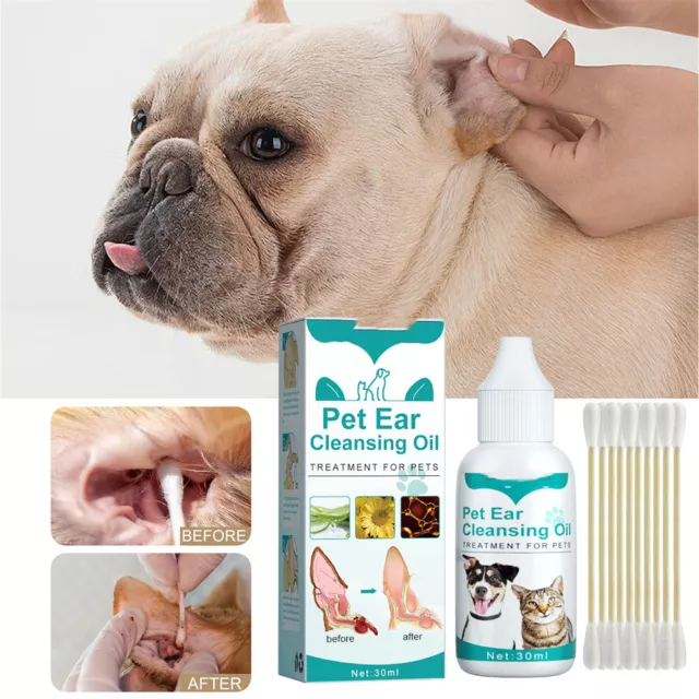 Pet Dog & Cat Ear Cleaner Itchy Natural Drops Yeast Mites 30ml Infection