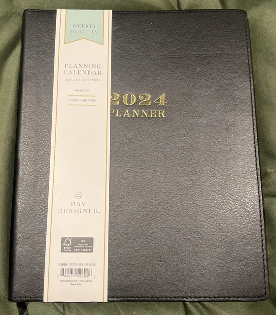 BLUE SKY DAY Designer 2024 Calendar Planner Weekly New Year Black Bound