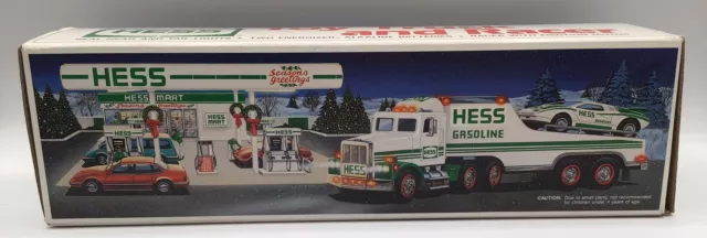 New 1991 Vintage Hess Trucks Toy Truck and Racer in Original Box Vintage(27)