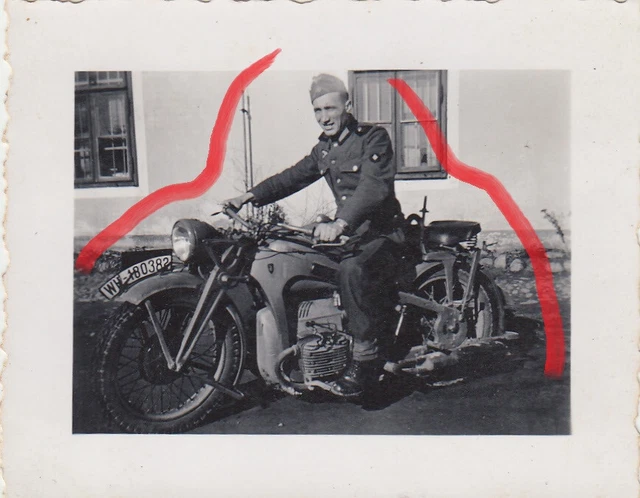 Foto Soldat Gebirgs-Division Motorrad Zündapp Kradmelder Boxer Geb.Jg. *234 2