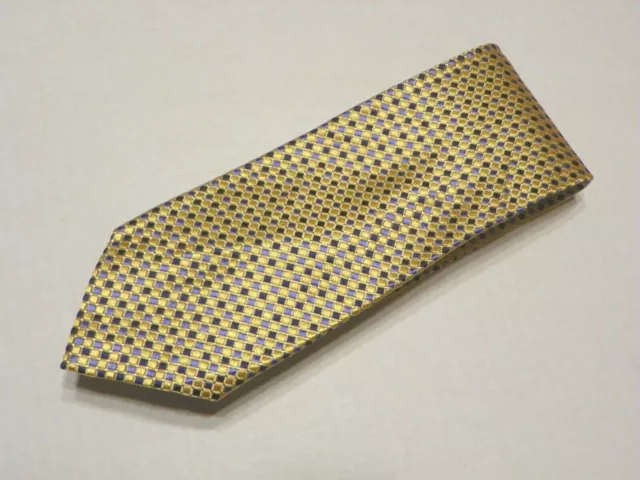 NORDSTROM [ GEOMETRIC/YELLOW ] [ SLIM TIE ] men's tie 100% Silk Made in China