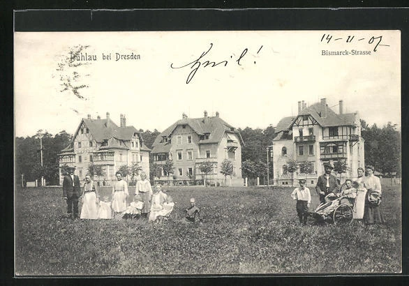 AK Dresden-Bühlau, Villen in der Bismarckstraße 1907