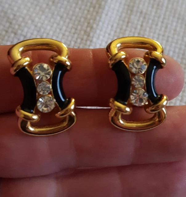 Boucles D'oreilles Clips Orena Paris - Laque Rouge Sur Métal Doré - Diamètre 18mm - Vintage