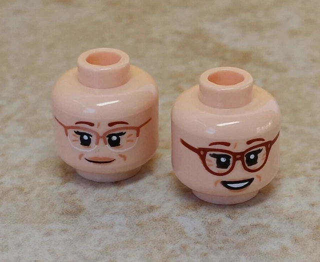 LEGO Grandma Flesh Head Two Pairs of Glasses Granny Grammy GLAMMA Dual Side Face